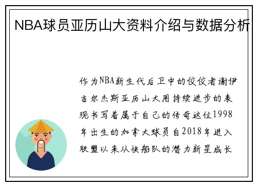 NBA球员亚历山大资料介绍与数据分析