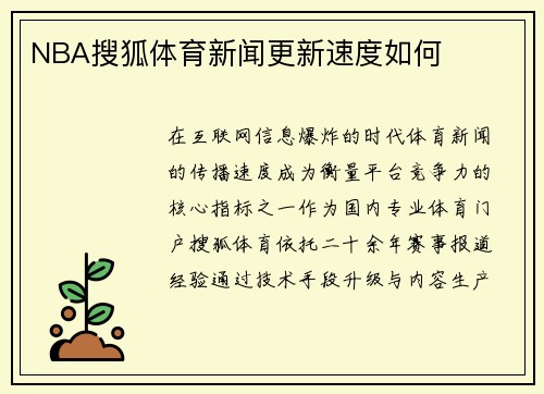 NBA搜狐体育新闻更新速度如何